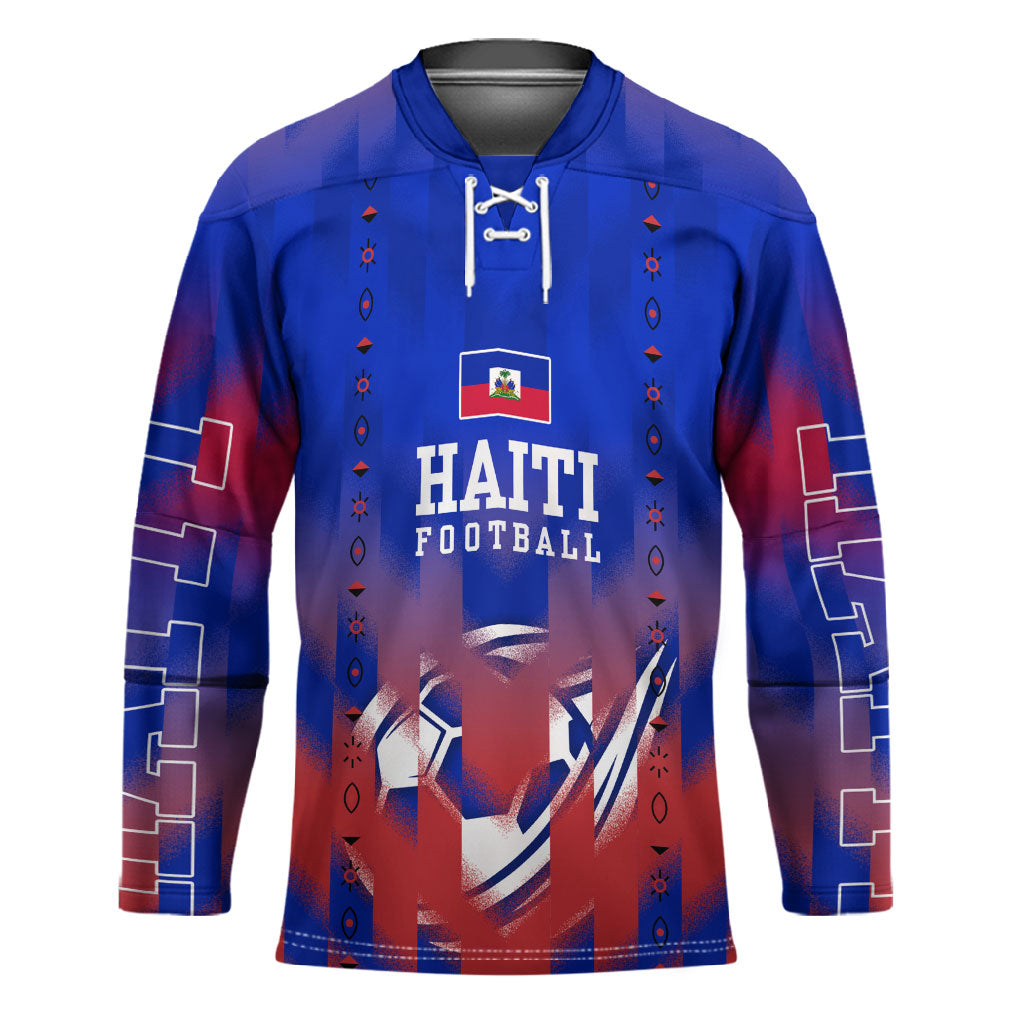 Personalized Haiti Football Hockey Jersey Brush Stroke Soccer Graphic Flag Colors