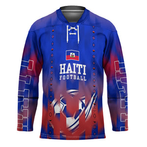 Personalized Haiti Football Hockey Jersey Brush Stroke Soccer Graphic Flag Colors