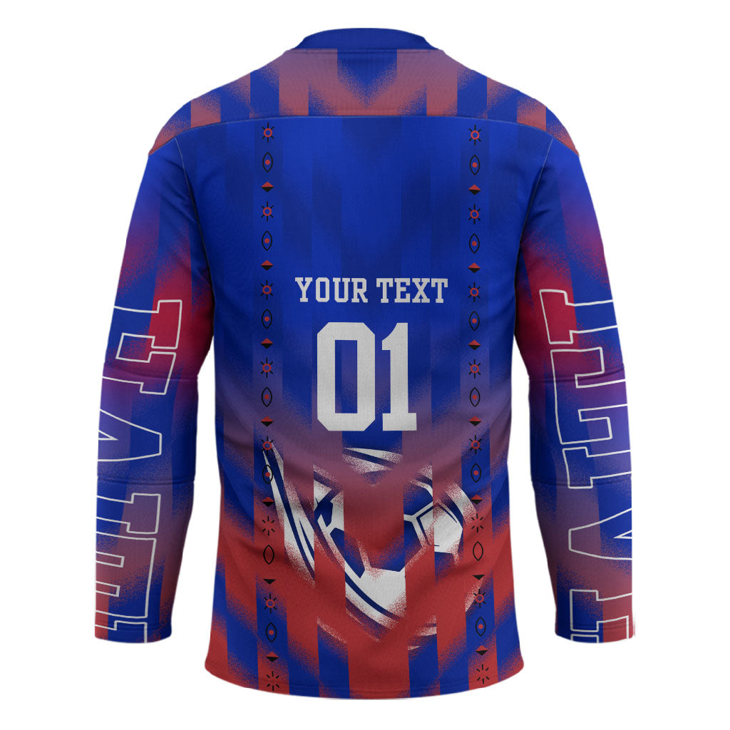 Personalized Haiti Football Hockey Jersey Brush Stroke Soccer Graphic Flag Colors