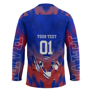 Personalized Haiti Football Hockey Jersey Brush Stroke Soccer Graphic Flag Colors