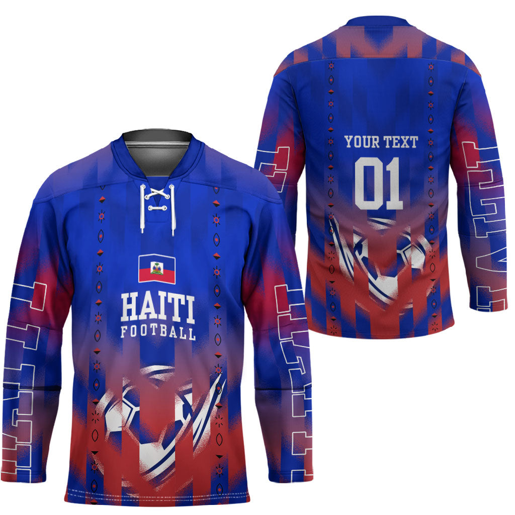 Personalized Haiti Football Hockey Jersey Brush Stroke Soccer Graphic Flag Colors