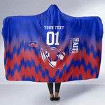 Personalized Haiti Football Hooded Blanket Brush Stroke Soccer Graphic Flag Colors