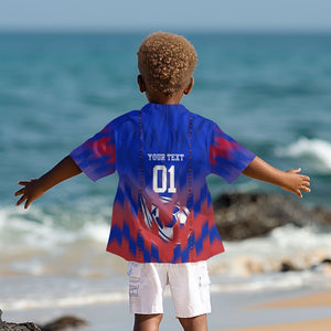 Personalized Haiti Football Kid Hawaiian Shirt Brush Stroke Soccer Graphic Flag Colors