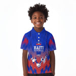 Personalized Haiti Football Kid Polo Shirt Brush Stroke Soccer Graphic Flag Colors