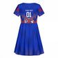 Personalized Haiti Football Kid Short Sleeve Dress Brush Stroke Soccer Graphic Flag Colors