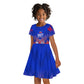 Personalized Haiti Football Kid Short Sleeve Dress Brush Stroke Soccer Graphic Flag Colors