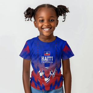 Personalized Haiti Football Kid T shirt Brush Stroke Soccer Graphic Flag Colors