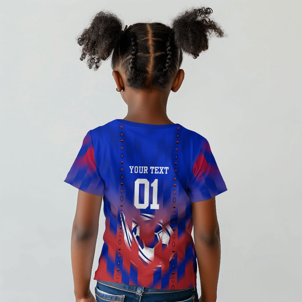Personalized Haiti Football Kid T shirt Brush Stroke Soccer Graphic Flag Colors