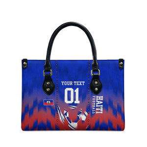 Personalized Haiti Football Leather Bag Brush Stroke Soccer Graphic Flag Colors