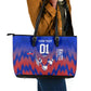 Personalized Haiti Football Leather Tote Bag Brush Stroke Soccer Graphic Flag Colors