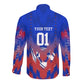 Personalized Haiti Football Long Sleeve Button Shirt Brush Stroke Soccer Graphic Flag Colors