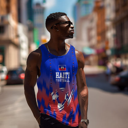 Personalized Haiti Football Men Tank Top Brush Stroke Soccer Graphic Flag Colors