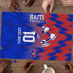 Personalized Haiti Football Puzzle Brush Stroke Soccer Graphic Flag Colors