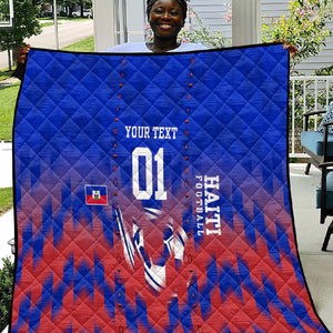 Personalized Haiti Football Quilt Brush Stroke Soccer Graphic Flag Colors