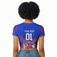 Personalized Haiti Football Raglan Cropped T shirt Brush Stroke Soccer Graphic Flag Colors