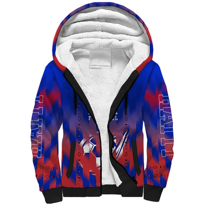 Personalized Haiti Football Sherpa Hoodie Brush Stroke Soccer Graphic Flag Colors