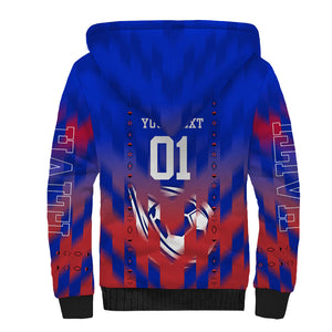 Personalized Haiti Football Sherpa Hoodie Brush Stroke Soccer Graphic Flag Colors