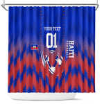 Personalized Haiti Football Shower Curtain Brush Stroke Soccer Graphic Flag Colors