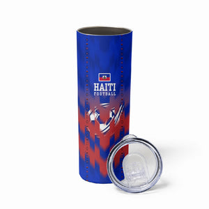 Personalized Haiti Football Skinny Tumbler Brush Stroke Soccer Graphic Flag Colors