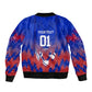 Personalized Haiti Football Sleeve Zip Bomber Jacket Brush Stroke Soccer Graphic Flag Colors