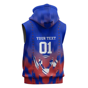 Personalized Haiti Football Sleeveless Hoodie Brush Stroke Soccer Graphic Flag Colors