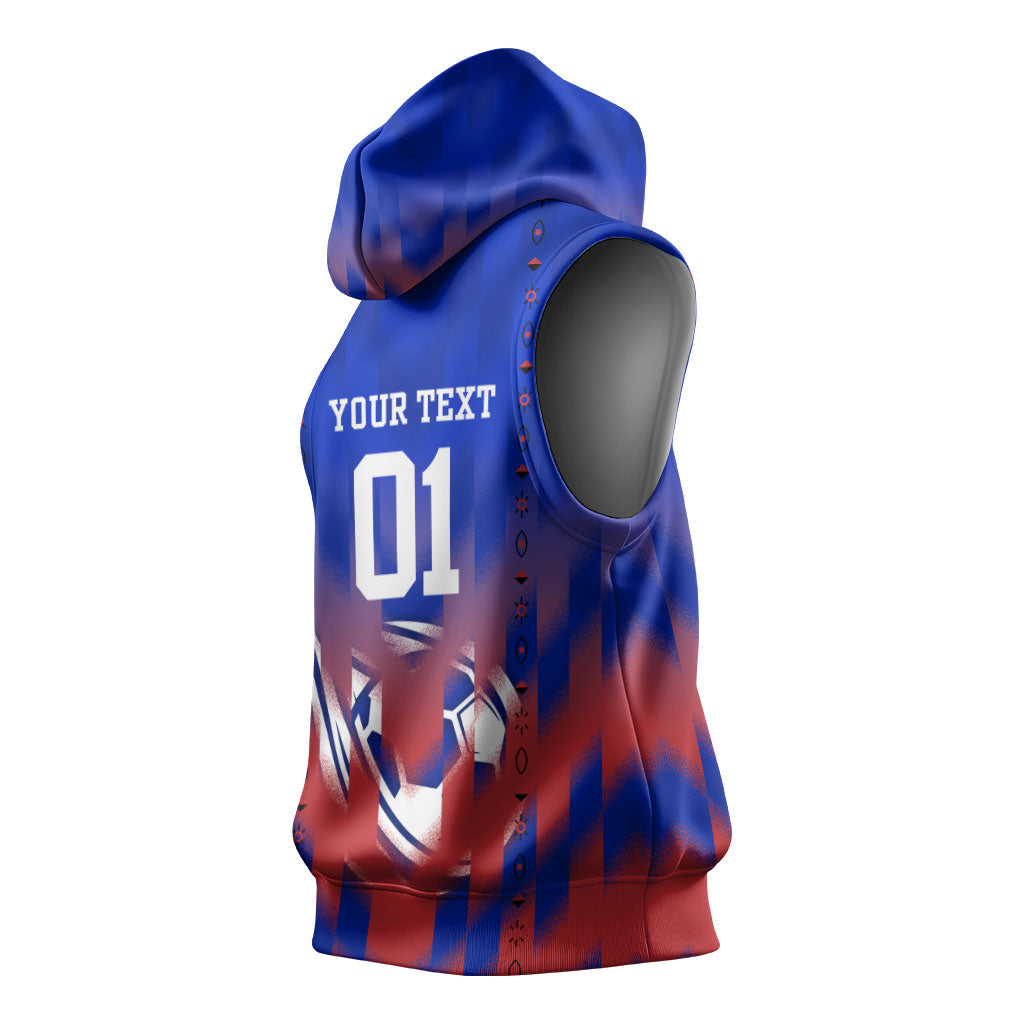 Personalized Haiti Football Sleeveless Hoodie Brush Stroke Soccer Graphic Flag Colors