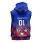 Personalized Haiti Football Sleeveless Zip Hoodie Brush Stroke Soccer Graphic Flag Colors