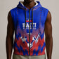 Personalized Haiti Football Sleeveless Zip Hoodie Brush Stroke Soccer Graphic Flag Colors