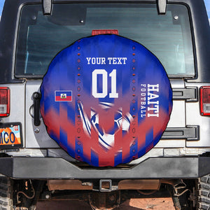 Personalized Haiti Football Spare Tire Cover Brush Stroke Soccer Graphic Flag Colors