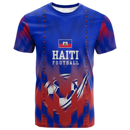 Personalized Haiti Football T shirt Brush Stroke Soccer Graphic Flag Colors
