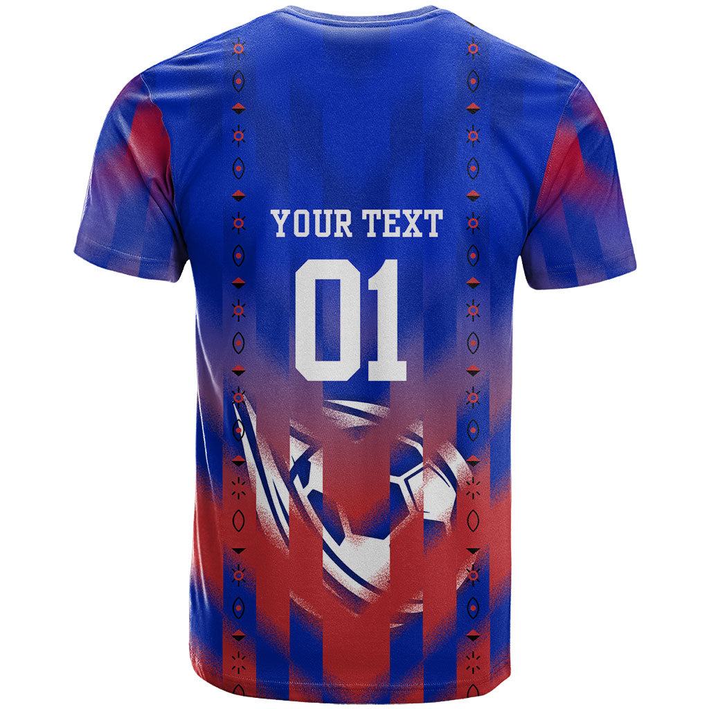 Personalized Haiti Football T shirt Brush Stroke Soccer Graphic Flag Colors