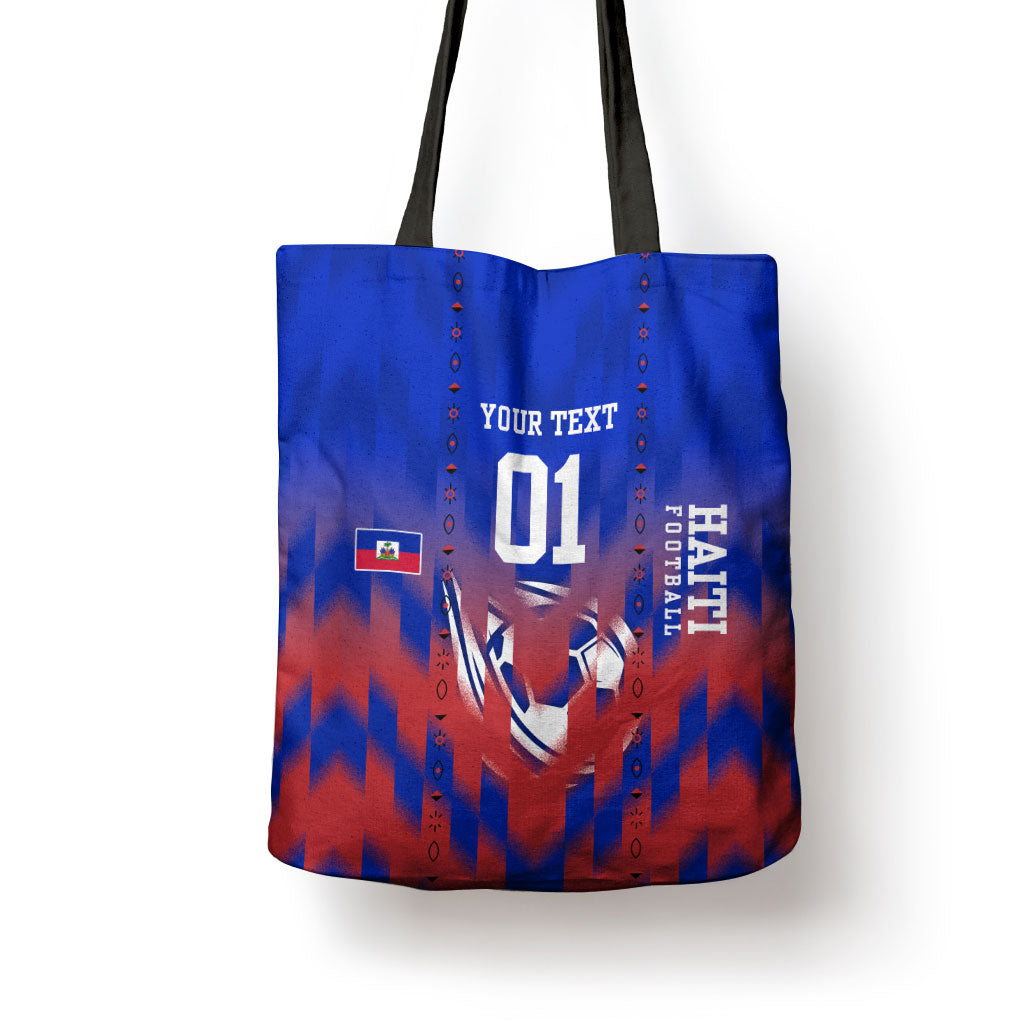 Personalized Haiti Football Tote Bag Brush Stroke Soccer Graphic Flag Colors