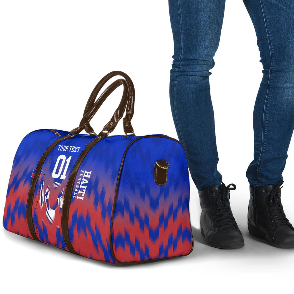 Personalized Haiti Football Travel Bag Brush Stroke Soccer Graphic Flag Colors