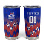 Personalized Haiti Football Tumbler Cup Brush Stroke Soccer Graphic Flag Colors