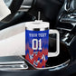 Personalized Haiti Football Tumbler With Handle Brush Stroke Soccer Graphic Flag Colors