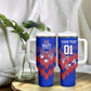Personalized Haiti Football Tumbler With Handle Brush Stroke Soccer Graphic Flag Colors