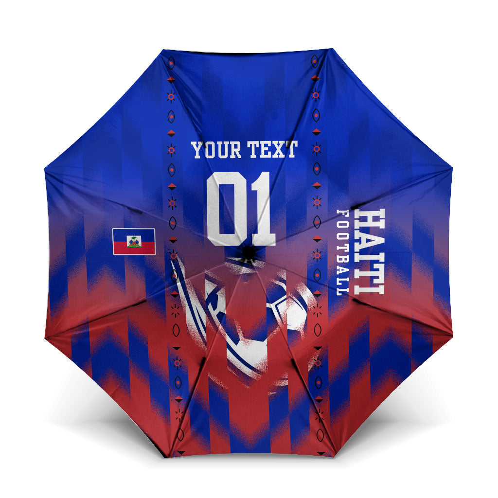 Personalized Haiti Football Umbrella Brush Stroke Soccer Graphic Flag Colors