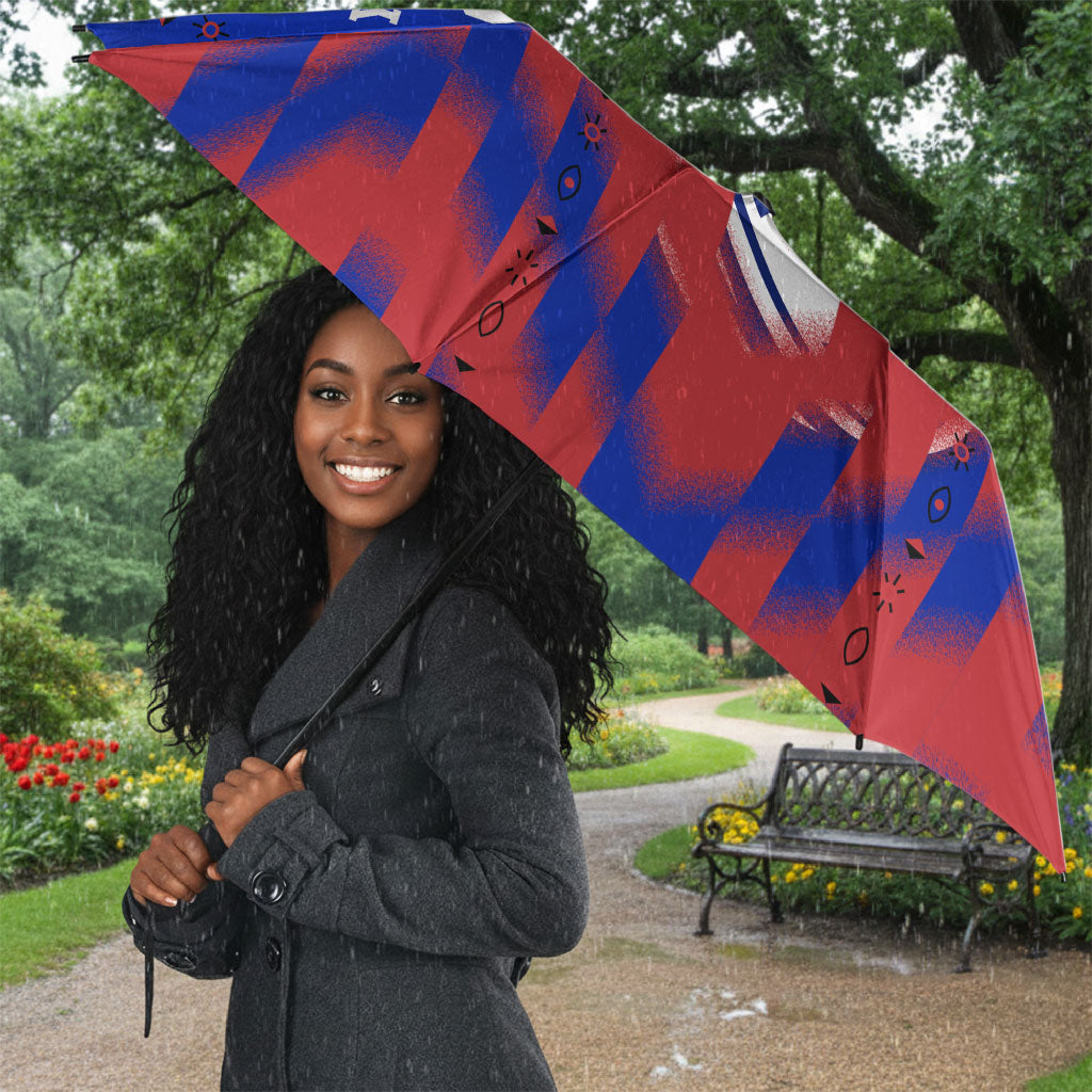 Personalized Haiti Football Umbrella Brush Stroke Soccer Graphic Flag Colors