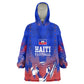 Personalized Haiti Football Wearable Blanket Hoodie Brush Stroke Soccer Graphic Flag Colors
