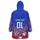 Personalized Haiti Football Wearable Blanket Hoodie Brush Stroke Soccer Graphic Flag Colors