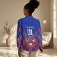 Personalized Haiti Football Women Casual Shirt Brush Stroke Soccer Graphic Flag Colors