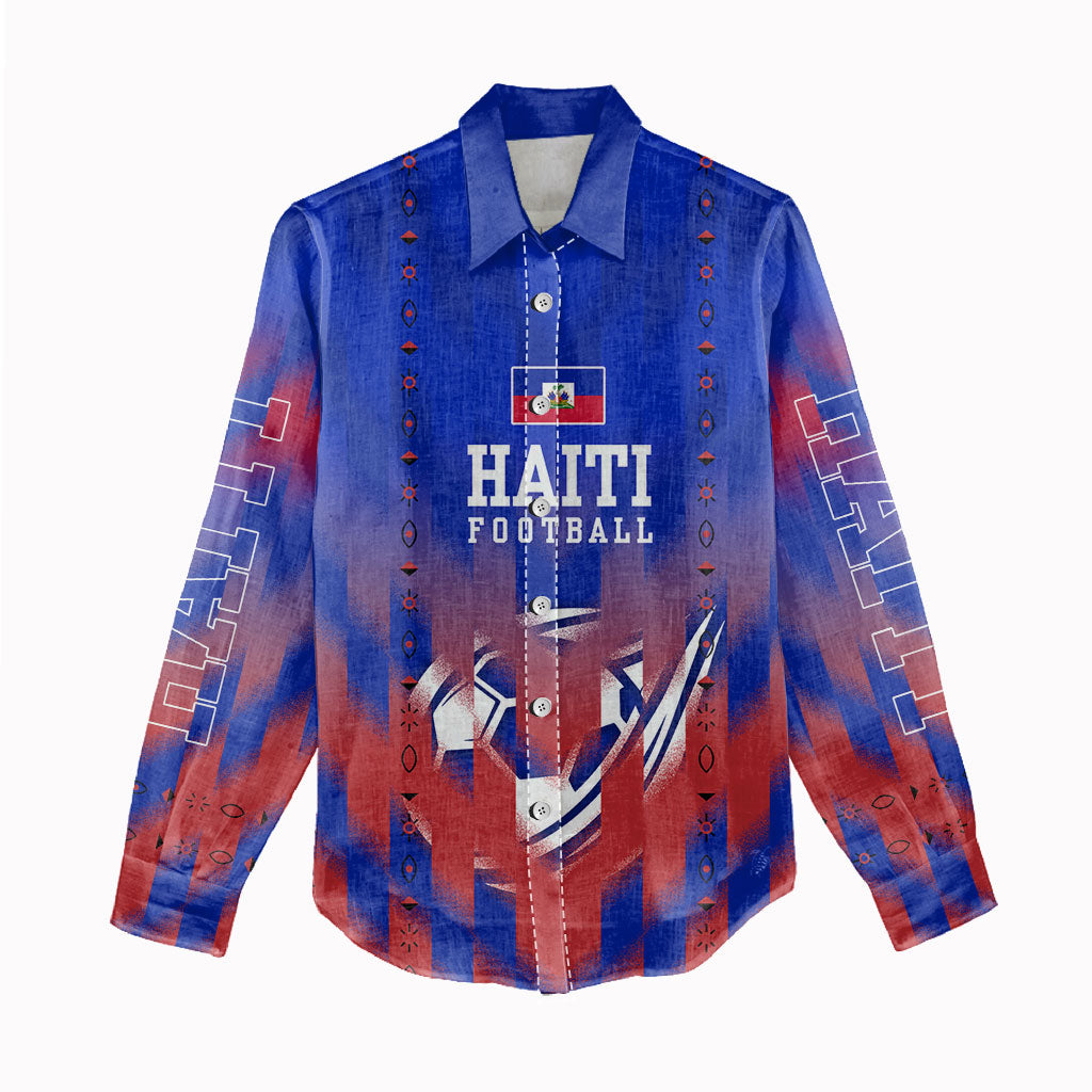 Personalized Haiti Football Women Casual Shirt Brush Stroke Soccer Graphic Flag Colors
