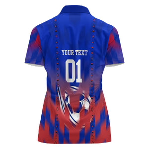 Personalized Haiti Football Women Polo Shirt Brush Stroke Soccer Graphic Flag Colors
