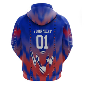 Personalized Haiti Football Zip Hoodie Brush Stroke Soccer Graphic Flag Colors