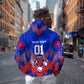 Personalized Haiti Football Zip Hoodie Brush Stroke Soccer Graphic Flag Colors