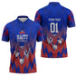 Personalized Haiti Football Zipper Polo Shirt Brush Stroke Soccer Graphic Flag Colors