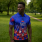 Personalized Haiti Football Zipper Polo Shirt Brush Stroke Soccer Graphic Flag Colors