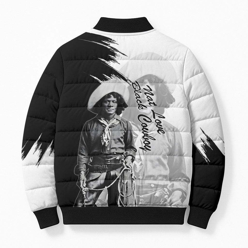 Nat Love Bomber Puffer Jacket Deadwood Dick Legendary Black Cowboy - Famous Outlaw Quote