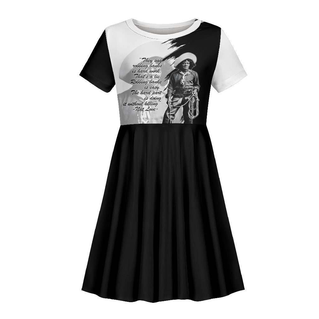 Nat Love Kid Short Sleeve Dress Deadwood Dick Legendary Black Cowboy - Famous Outlaw Quote