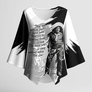 Nat Love Kimono Sleeve Blouse Deadwood Dick Legendary Black Cowboy - Famous Outlaw Quote